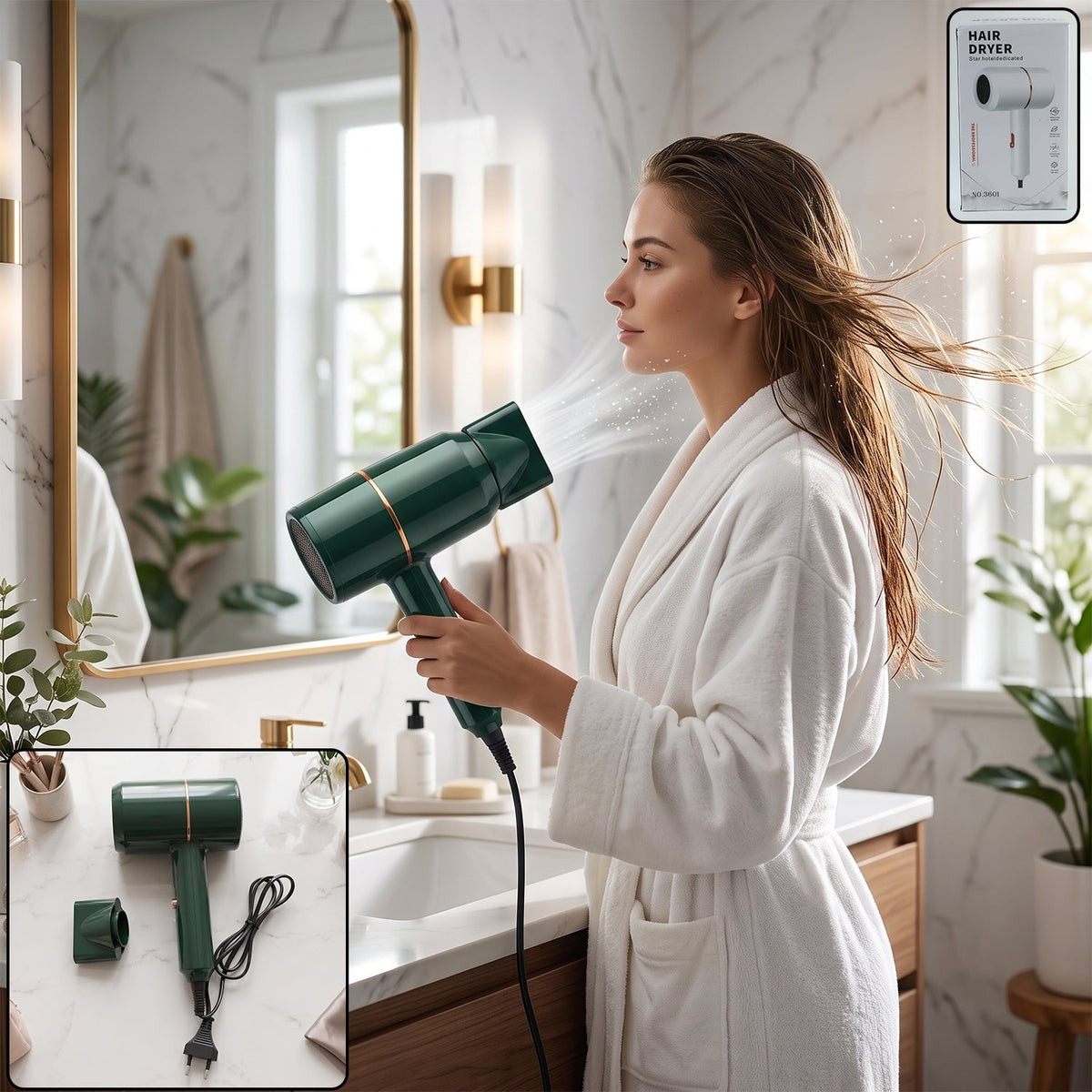 Electric Salon Hair Dryer Professional Hot and Cold Air Blower Nozzle