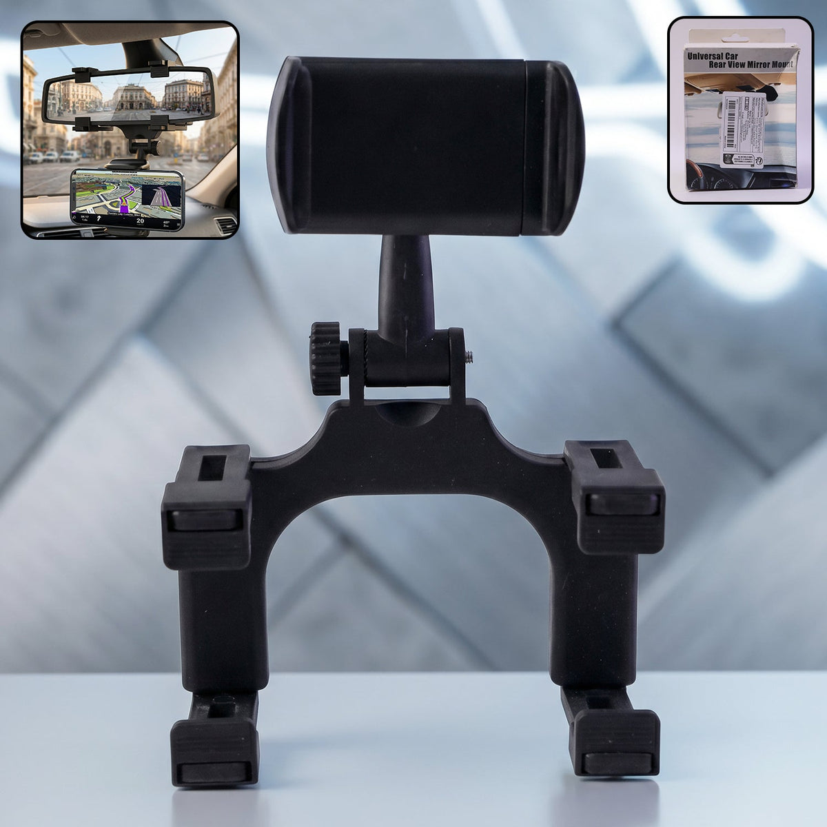 360 Degree Car Rear View Mirror Mobile Phone Holder Adjustable Mount