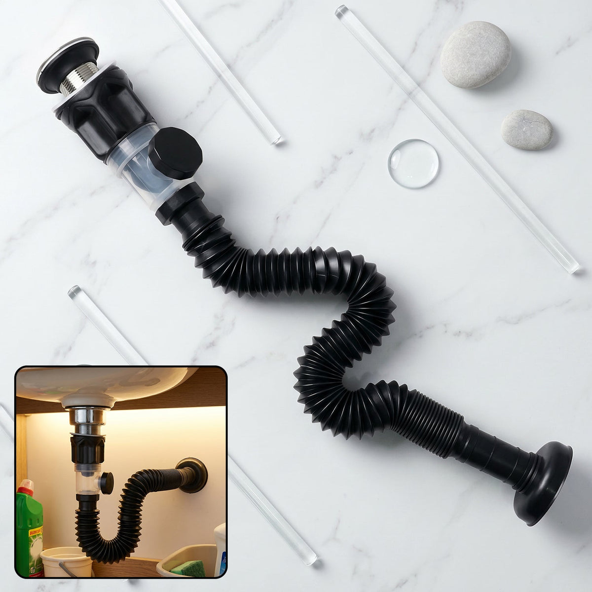 Flexible Bathroom Sink Drain Pipe – Easy to Install & Odour-Free