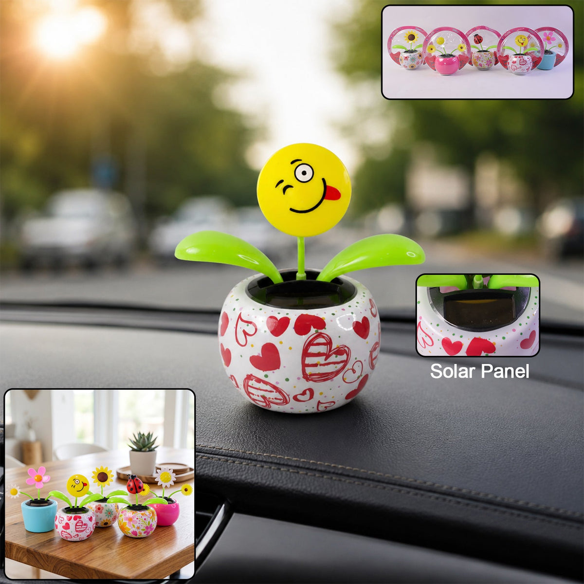 Solar Dancing Flower Toy with Pot for Car Dashboard and Desk Decor