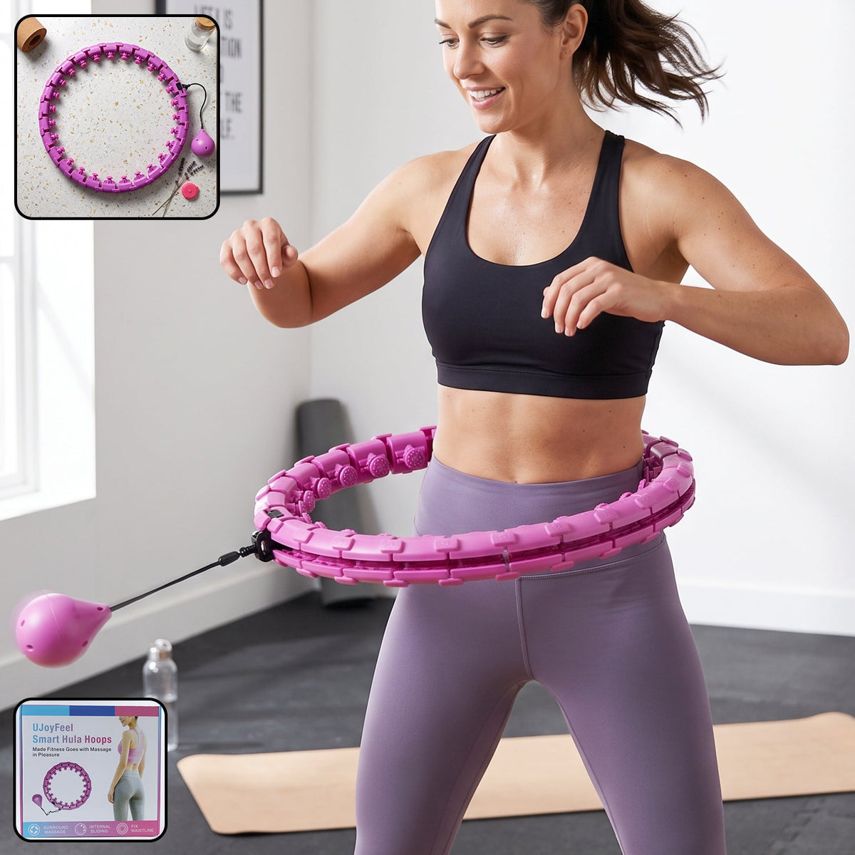 Smart Fitness Hula Hoop with Weighted Ball Detachable Waist Exerciser