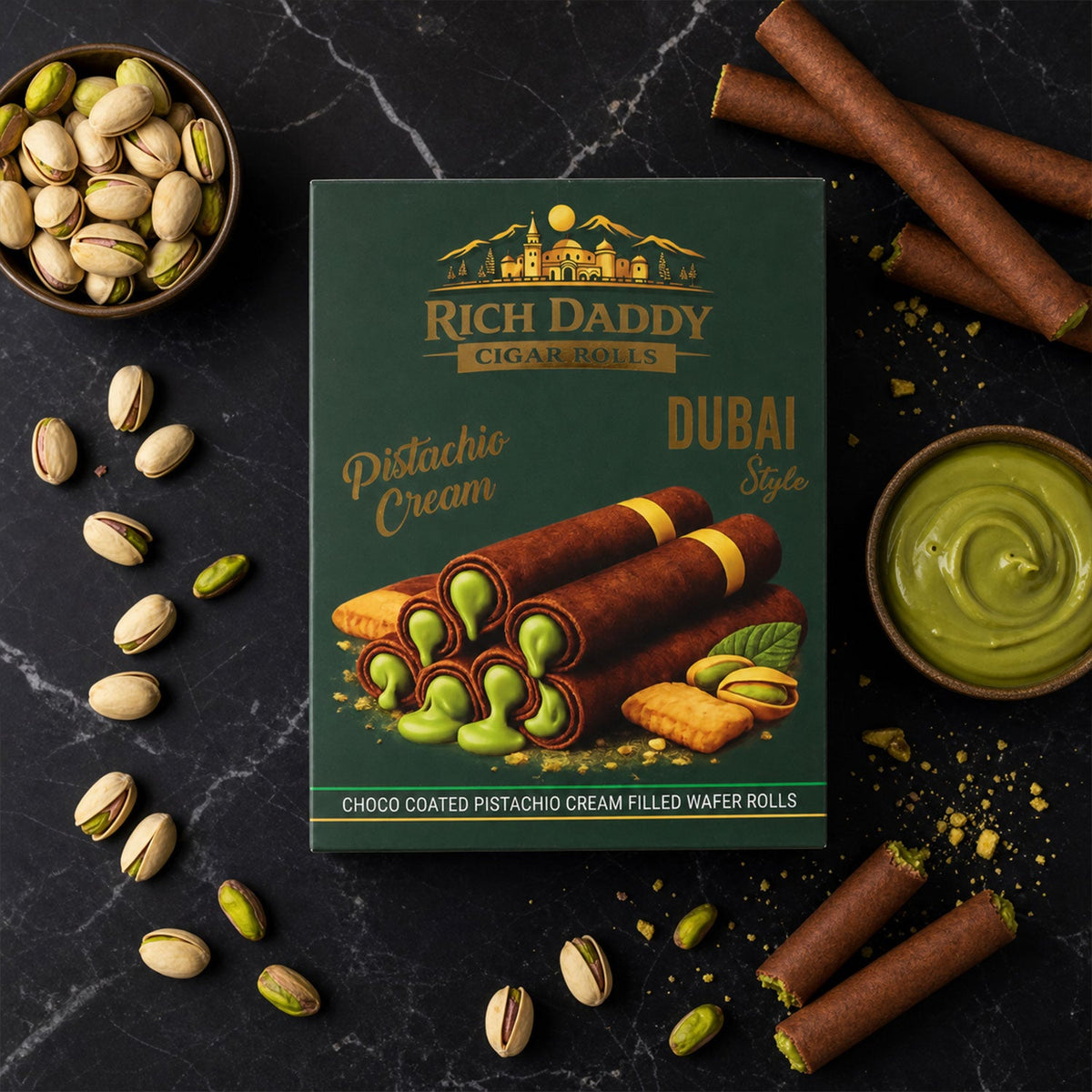 Pistachio Cream Cigar Rolls – Luxurious Dubai Style Snack