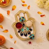 Hand Shaped Kankavati – Elegant Puja Storage with Enamel Work