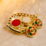 Kumkum Holder – Elegant Mango Shape with Twin Compartments for Puja