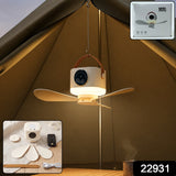 3 in 1 Rechargeable Camping Fan with LED Light Timer and Hanging Hook