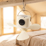 3 in 1 Rechargeable Camping Fan with LED Light Timer and Hanging Hook
