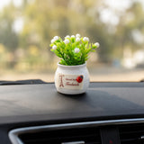 Mini Artificial Plant with Ceramic Pot White Flower Bonsai for Home Decor