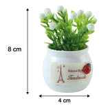 Mini Artificial Plant with Ceramic Pot White Flower Bonsai for Home Decor