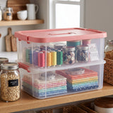 Plastic Transparent Storage Box with Lid 2XL 2 Layer Stackable Organizer