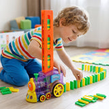 Automatic Domino Laying Train Engine Toy with Light and Music for K...