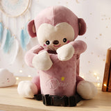 Car Trash Can and Tissue Box Holder Cute Plush Monkey Dustbin Organizer