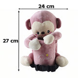 Car Trash Can and Tissue Box Holder Cute Plush Monkey Dustbin Organizer