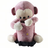 Car Trash Can and Tissue Box Holder Cute Plush Monkey Dustbin Organizer