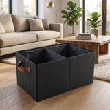 Foldable Cloth Storage Basket with Handle, Collapsible Clothes Organizer (47x28 Cm)