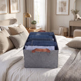 Foldable Cloth Storage Basket with Handle, Collapsible Clothes Organizer (47x28 Cm)