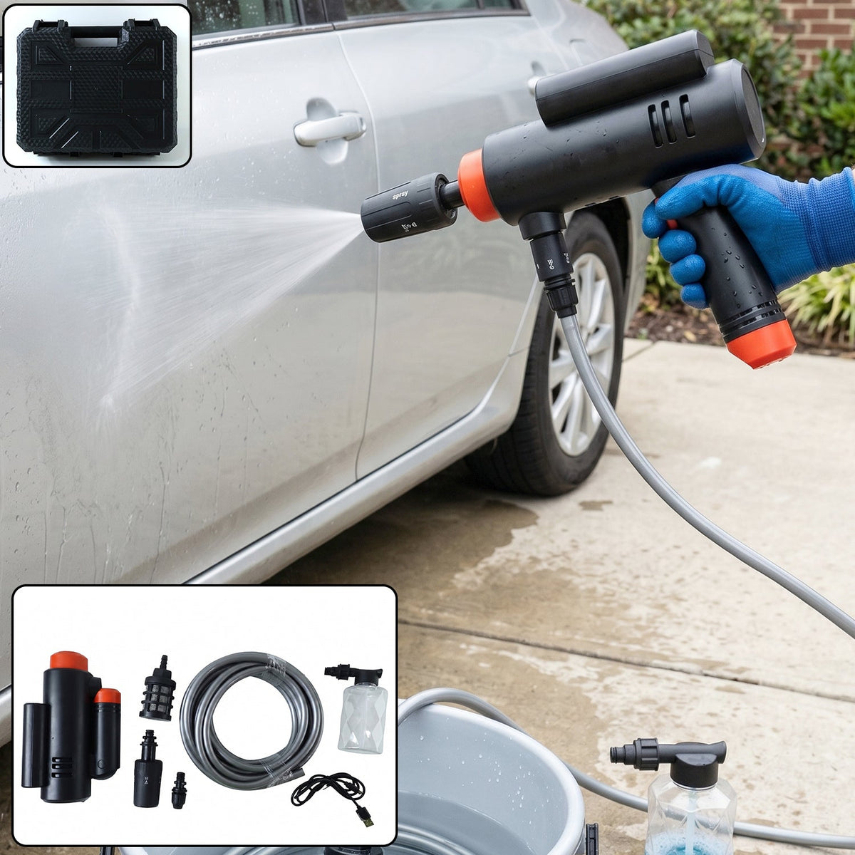 Portable Cordless Car Washer – High Pressure Cleaning Kit