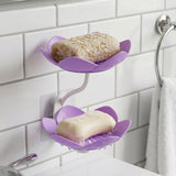 Flower Shape Double Layer Soap Dish – Wall Mount, Self Draining