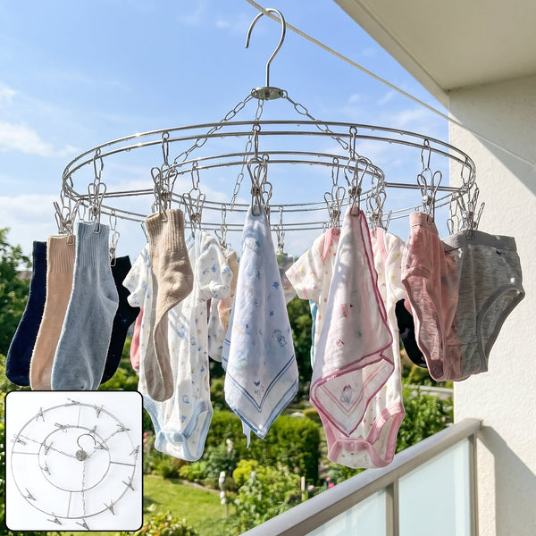 Stainless Steel Round Multi Clip Drying Hanger for Socks and Underwear