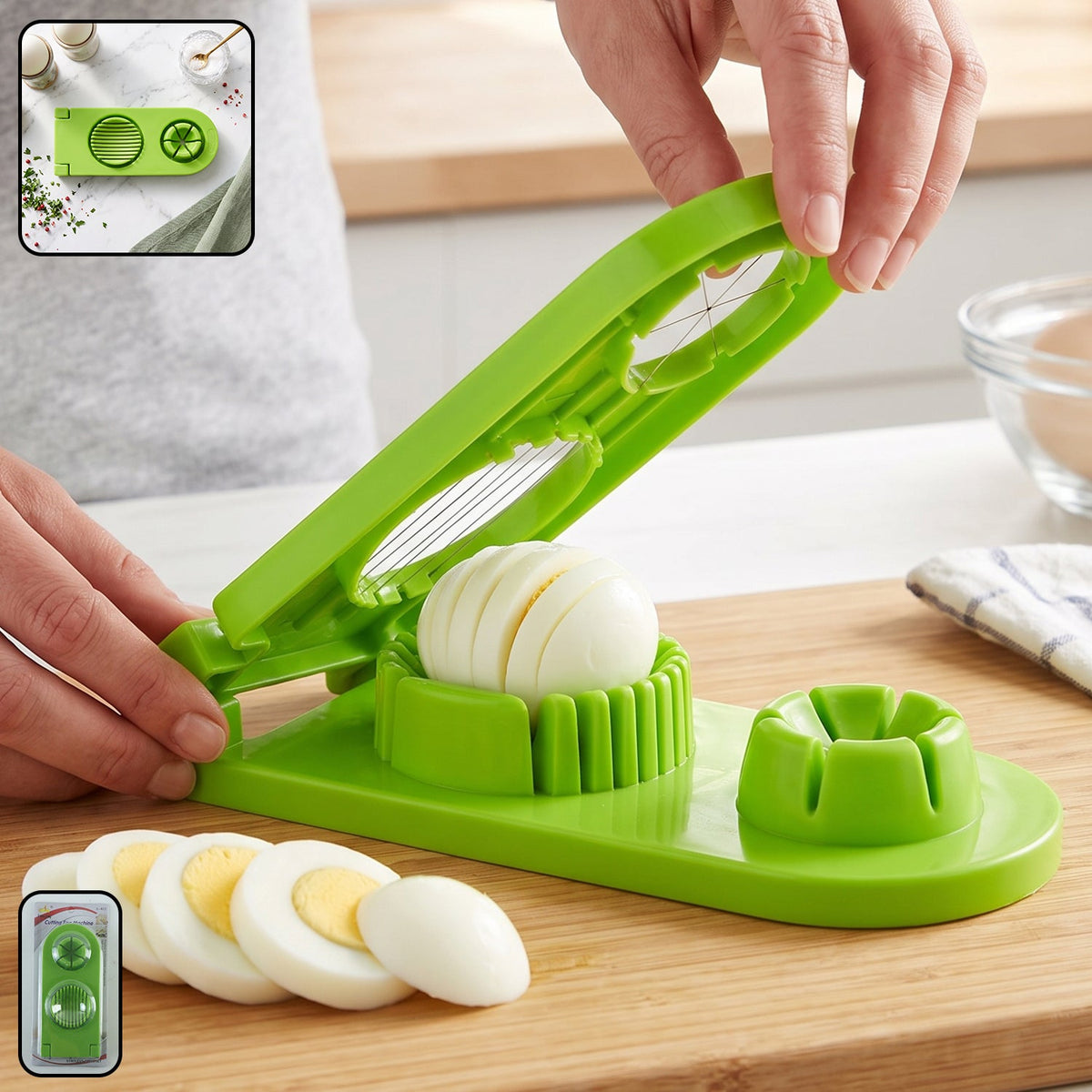 2 in 1 Egg Slicer and Wedger Stainless Steel Wire Boiled Egg Cutter