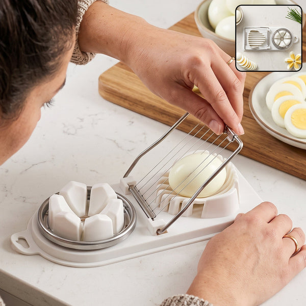 2 in 1 Stainless Steel Egg Cutter Slicer and Wedger for Boiled Eggs