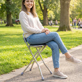 Folding Walking Stick with Seat and Backrest 4 Leg Cane Stool Chair