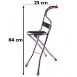 Folding Walking Stick with Seat and Backrest 4 Leg Cane Stool Chair