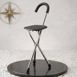 Folding Walking Stick with Seat 3 Leg Cane Stool Chair Support Stand