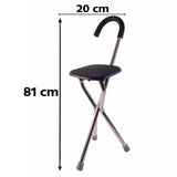 Folding Walking Stick with Seat 3 Leg Cane Stool Chair Support Stand