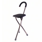 Folding Walking Stick with Seat 3 Leg Cane Stool Chair Support Stand