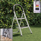 2 Step Folding Ladder with Padded Handrail Anti Slip Steel Step Stool