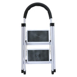 2 Step Folding Ladder with Padded Handrail Anti Slip Steel Step Stool
