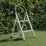 2 Step Folding Ladder with Padded Handrail Anti Slip Steel Step Stool