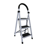 3 Step Folding Ladder with Padded Handrail Anti Slip Steel Step Stool