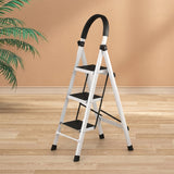 3 Step Folding Ladder with Padded Handrail Anti Slip Steel Step Stool