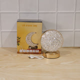 Round Crystal LED Table Lamp – Dimmable Touch & USB Rechargeable