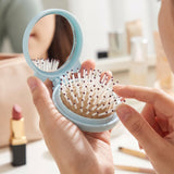 2 in 1 Folding Hair Brush with Mirror Compact Pop Up for Travel