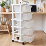 5 Layer Plastic Storage Drawer Rack Organizer with Wheels for Home