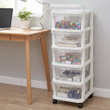 5 Layer Plastic Storage Drawer Rack Organizer with Wheels for Home