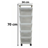 5 Layer Plastic Storage Drawer Rack Organizer with Wheels for Home