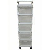5 Layer Plastic Storage Drawer Rack Organizer with Wheels for Home