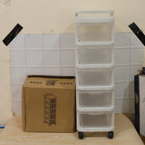 5 Layer Plastic Storage Drawer Rack Organizer with Wheels for Home