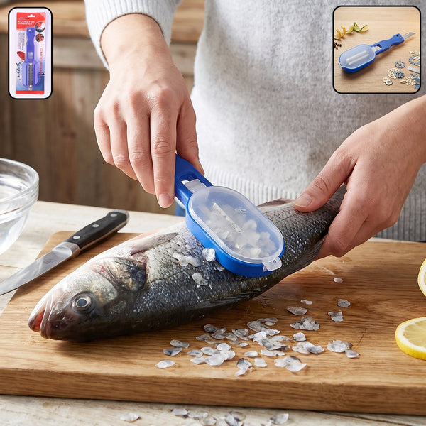 Fish Scaler Scraper with Lid Scale Remover Skin Cleaner for Kitchen