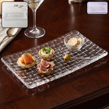 Transparent Glass Serving Tray 11 Inch Rectangular Basketweave Platter