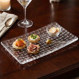 Transparent Glass Serving Tray 11 Inch Rectangular Basketweave Platter