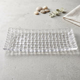 Transparent Glass Serving Tray 11 Inch Rectangular Basketweave Platter