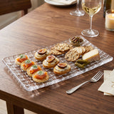Transparent Glass Serving Tray 11 Inch Rectangular Basketweave Platter