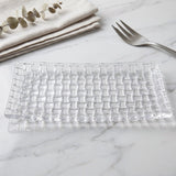 Transparent Glass Serving Tray 11 Inch Rectangular Basketweave Platter