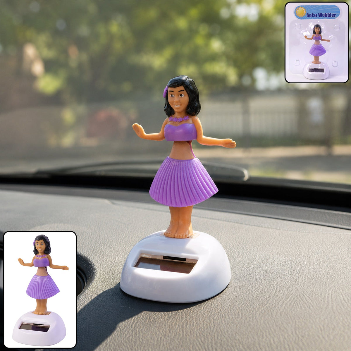 Solar Powered Dancing Hula Doll Bobble Toy for Car Dashboard Decor