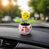 Solar Dancing Flower Toy with Pot for Car Dashboard and Desk Decor