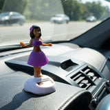 Solar Powered Dancing Hula Doll Bobble Toy for Car Dashboard Decor